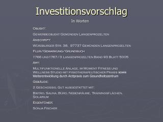 Investitionsvorschlag