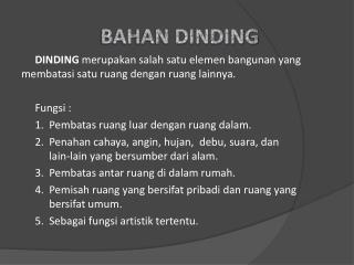 BAHAN DINDING