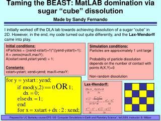 Taming the BEAST: MatLAB domination via sugar “cube” dissolution Made by Sandy Fernando