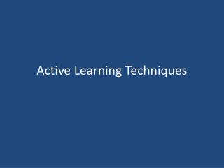 Active Learning Techniques