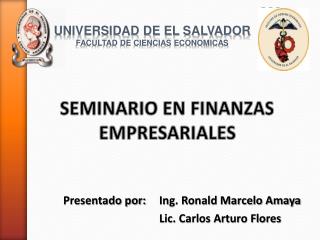 SEMINARIO EN FINANZAS EMPRESARIALES