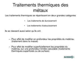 Traitements thermiques des métaux