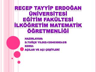 RECEP TAYYİP ERDOĞAN ÜNİVERSİTESİ EĞİTİM FAKÜLTESİ İLKÖĞRETİM MATEMATİK ÖĞRETMENLİĞİ