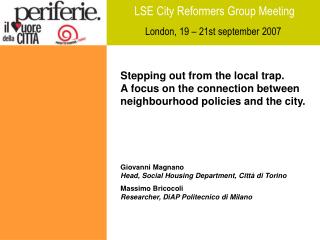 LSE City Reformers Group Meeting