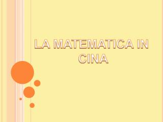 LA MATEMATICA IN CINA