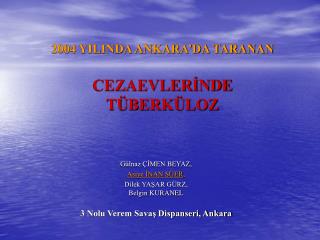 2004 YILINDA ANKARA’DA TARANAN CEZAEVLERİNDE TÜBERKÜLOZ