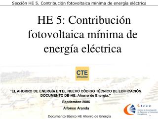HE 5: Contribución fotovoltaica mínima de energía eléctrica