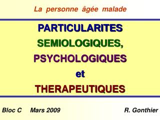 La personne âgée malade