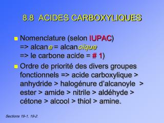 8.8 ACIDES CARBOXYLIQUES