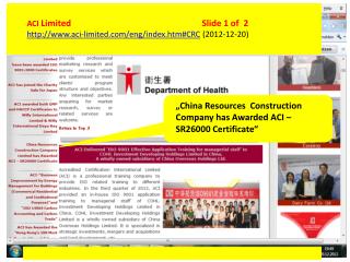 ACI Limited				Slide 1 of 2 aci-limited/eng/index.htm#CRC (2012-12-20)