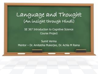 Language and Thought (An insight through Hindi)