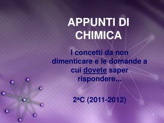 APPUNTI DI CHIMICA