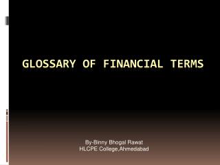 Glossary of financial terms