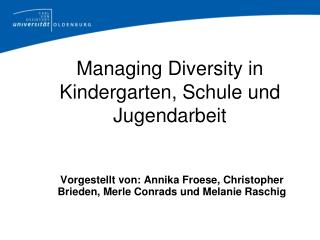 Managing Diversity in Kindergarten, Schule und Jugendarbeit