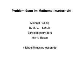 Problemlösen im Mathematikunterricht