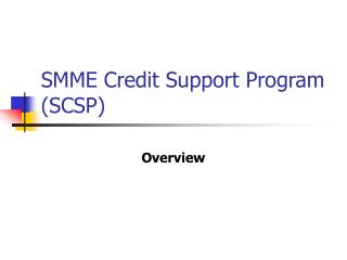 SMME Credit Support Program (SCSP)