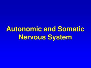 Autonomic and Somatic Nervous System