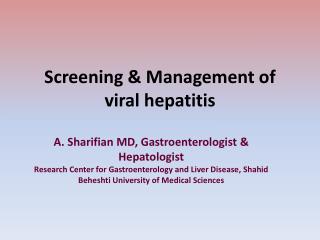 Screening &amp; Management of viral hepatitis