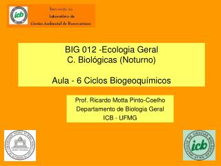 BIG 012 -Ecologia Geral C. Biológicas (Noturno) Aula - 6 Ciclos Biogeoquímicos