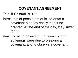 COVENANT/AGREEMENT