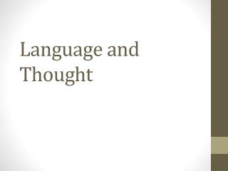 Language and Thought