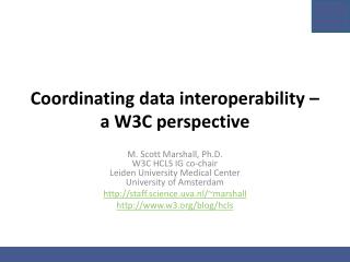 Coordinating data interoperability – a W3C perspective