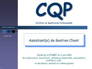 CQP Certificat de Qualification Professionnelle