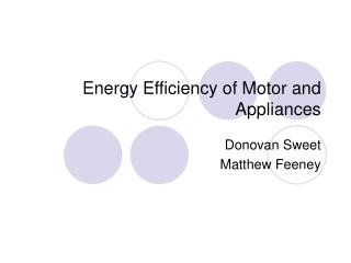 Energy Efficiency of Motor and Appliances