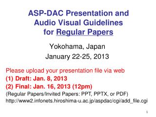 ASP-DAC Presentation and Audio Visual Guidelines for Regular Papers