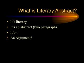 What is Literary Abstract?