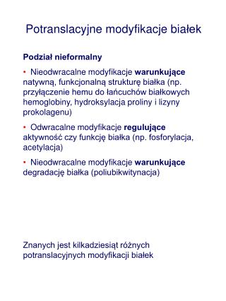 Potranslacyjne modyfikacje bia łek