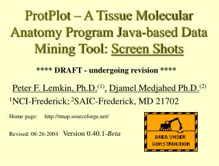 ProtPlot – A Tissue Molecular Anatomy Program Java-based Data Mining Tool: Screen Shots