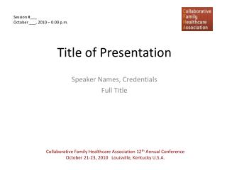 Title of Presentation