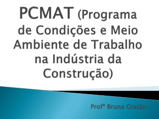 PCMAT (Programa de Condições e Meio Ambiente de Trabalho na Indústria da Construção)