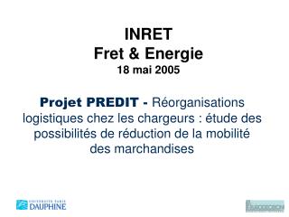 INRET Fret &amp; Energie 18 mai 2005