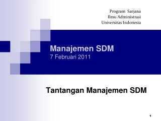 Manajemen SDM 7 Februari 2011