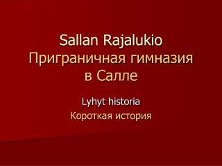 Sallan Rajalukio Приграничная гимназия в Салле