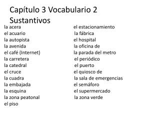 Capítulo 3 Vocabulario 2 Sustantivos