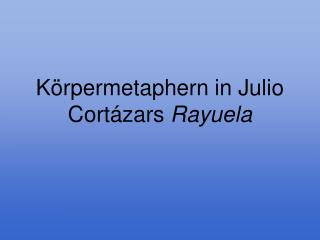 Körpermetaphern in Julio Cortázars Rayuela