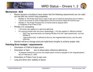 MRD Status – Drivers 1, 2