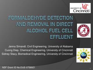 Formaldehyde detection and removal in direct alcohol fuel cell effluent