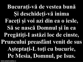 Bucurati-va de vestea buna