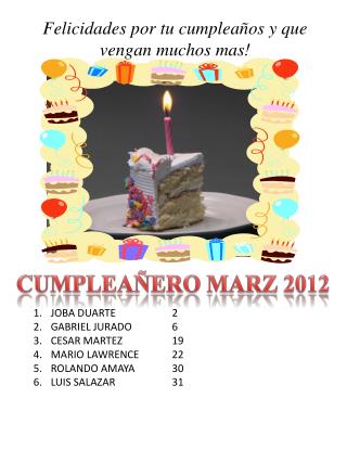 CUMPLEAÑERO MARZ 2012