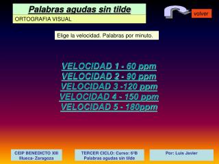 Elige la velocidad. Palabras por minuto.