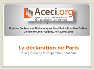 La déclaration de Paris et la gestion de la coopération Nord-Sud