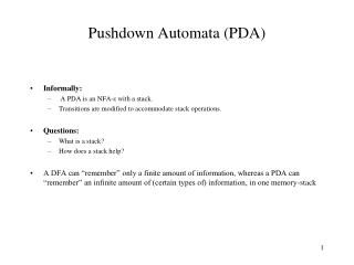 Pushdown Automata (PDA)