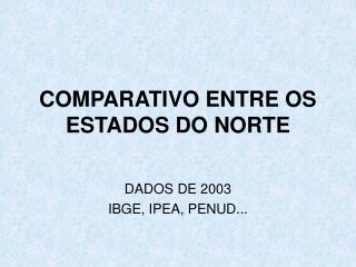 COMPARATIVO ENTRE OS ESTADOS DO NORTE