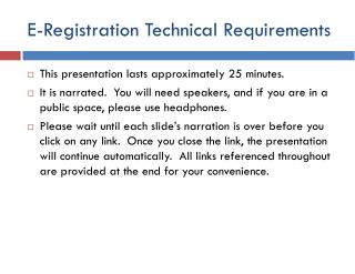 E-Registration Technical Requirements