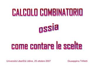 CALCOLO COMBINATORIO
