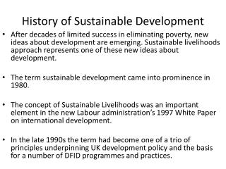 History of Sustainable Development